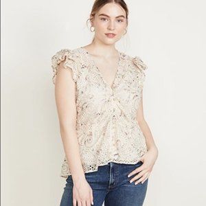 Veronica Beard Maryam Eyelet Floral Blouse Top Size 00